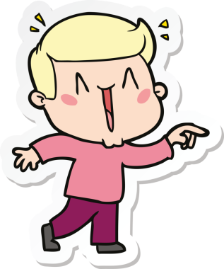 Bir insan tarafından çizilmiş heyecanlı bir adamın çıkartması.