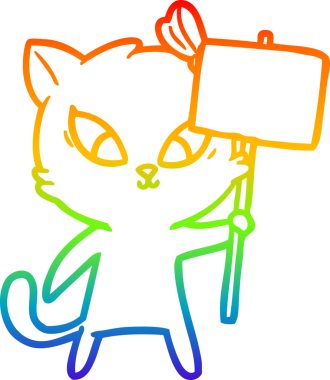 gökkuşağı gradyanı çizimi bir insan tarafından çizilmiş çizgi film kedisi