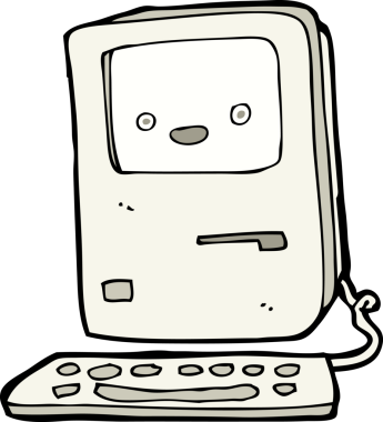 bir insan tarafından çizilmiş eski bir bilgisayar