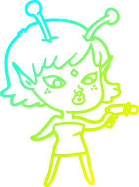 Bir insan tarafından çizilmiş güzel bir uzaylı kız çizimi.