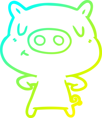 Bir insan tarafından çizilen çizgi film içerikli bir domuzun soğuk çizgi çizimi