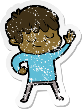 Bir insan tarafından çizilmiş mutlu bir çocuğun sıkıntılı çıkartması.