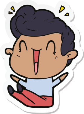 Bir insan tarafından çizilmiş heyecanlı bir adamın çıkartması.