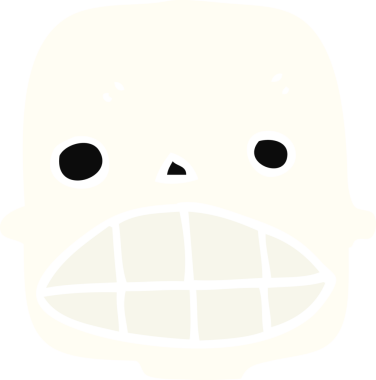 Bir insan tarafından çizilmiş düz renkli çizgi film kafatası