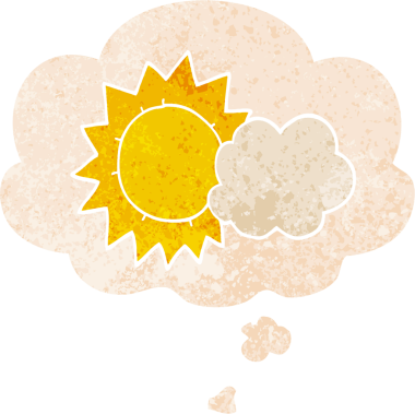 Düşünce baloncuğu ve grunge ile karikatür hava sıkıntılı retro tarzı bir insan tarafından çizilmiş