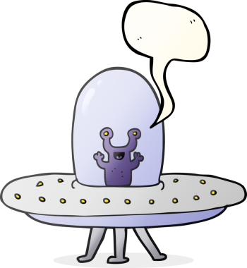 Bir insan tarafından çizilmiş serbest konuşma balonu uçan daire.