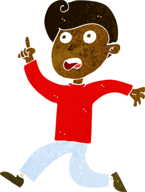 Bir insan tarafından çizilen panikleyen çizgi film çocuğu.