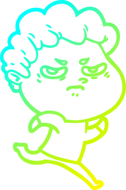 Bir insan tarafından çizilmiş kızgın bir adamın soğuk çizgi çizimi.