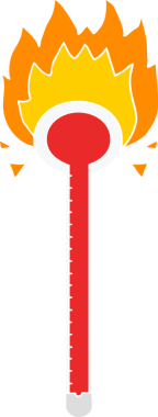 bir insan tarafından çizilmiş düz renk çizgi film termometresi