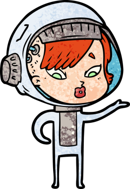 Bir insan tarafından çizilmiş astronot kadın.