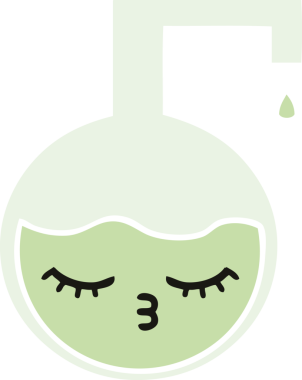 Bir insan tarafından çizilmiş bir bilim deneyinin düz renkli retro karikatürü