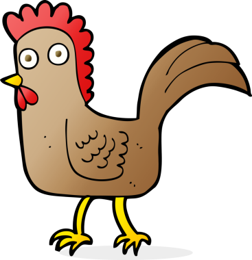 Bir insan tarafından çizilmiş çizgi film tavuğu.