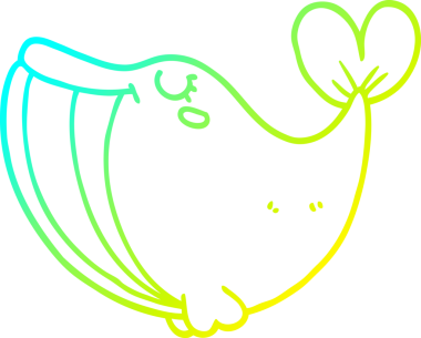 Bir insan tarafından çizilmiş karikatür balinası çizimi.