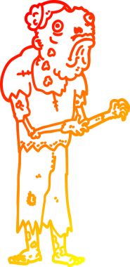 Bir insan tarafından çizilmiş çizgi film zombisinin sıcak çizgi çizimi