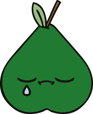 Bir insan tarafından çizilmiş armut karikatürü.