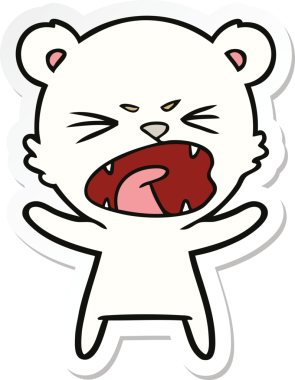 Bir insan tarafından çizilmiş kızgın bir kutup ayısının çıkartması.