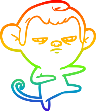 Gökkuşağı gradyan çizgi çizimi bir insan tarafından çizilmiş sinir bozucu bir maymun