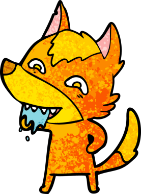 Bir insan tarafından çizilmiş tilki çizgi film karakteri