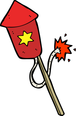 Bir insan tarafından çizilmiş, yanan fitilli bir çizgi film.