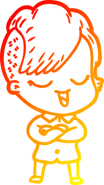 Bir insan tarafından çizilmiş mutlu bir çizgi film kızı çizimi