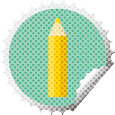 bir insan tarafından çizilmiş turuncu renkli kalem grafik vektör illüstrasyon yuvarlak etiket