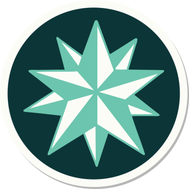 Bir insan tarafından çizilmiş geleneksel bir yıldız stiliyle dövme çıkartması.