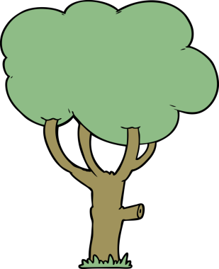 Bir insan tarafından çizilmiş çizgi film ağacı.