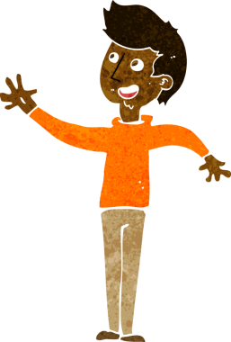 Bir insan tarafından çizilen çizgi film adamı.