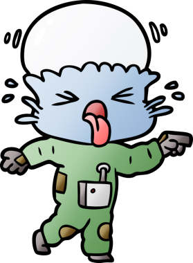 Bir insan tarafından çizilmiş garip bir uzaylı çizgi filmi.