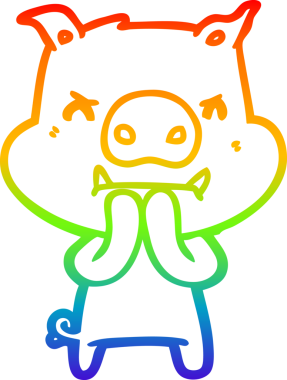 Bir insan tarafından çizilmiş kızgın çizgi film domuzu çizimi.