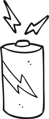 Bir insan tarafından çizilmiş siyah beyaz bir batarya.