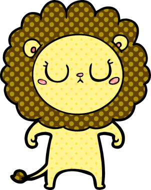 Bir insan tarafından çizilmiş çizgi film aslanı.