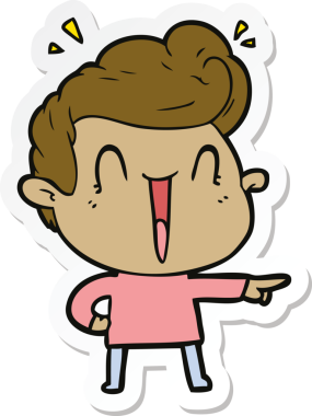 Bir insan tarafından çizilmiş heyecanlı bir adamın çıkartması.