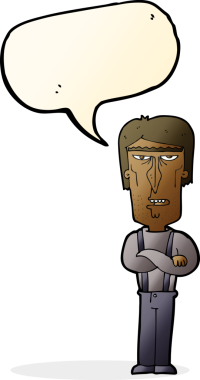 Bir insan tarafından çizilmiş konuşma balonlu kızgın adam çizgi filmi.