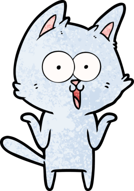 Bir insan tarafından çizilmiş komik çizgi film kedisi.