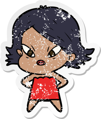 Bir insan tarafından çizilmiş stresli bir karikatür çıkartması.