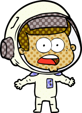 Karikatür bir insan tarafından çizilen astronotu şaşırttı.