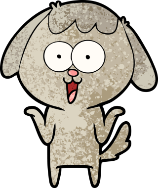 Bir insan tarafından çizilmiş şirin bir çizgi film köpeği.