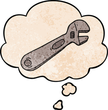 bir insan tarafından çizilmiş grunge doku biçiminde düşünce baloncuğu olan çizgi film anahtarı