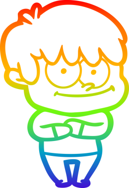 gökkuşağı gradyanı çizimi bir insan tarafından çizilmiş mutlu bir çizgi film adamı