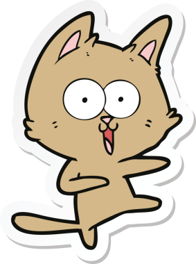 Bir insan tarafından çizilmiş komik bir çizgi film kedisinin çıkartması.