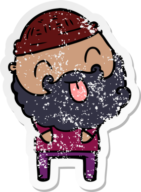 Bir insan tarafından çizilmiş sakallı bir adamın sıkıntılı çıkartması.