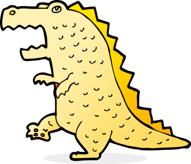 Bir insan tarafından çizilmiş karikatür dinozor.