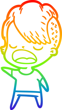 Gökkuşağı gradyan çizgi çizimi bir insan tarafından çizilen havalı hippi kız çizimi