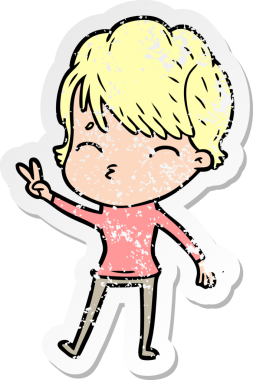 Bir insan tarafından çizilmiş bir karikatür kadının sıkıntılı çıkartması.