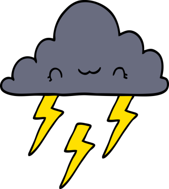 bir insan tarafından çizilmiş fırtına bulutu.