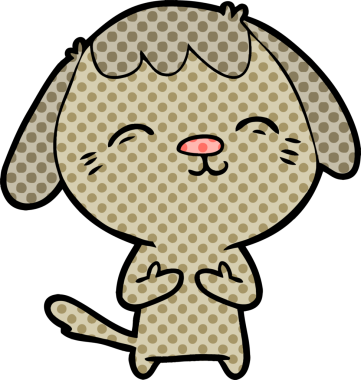 Bir insan tarafından çizilmiş mutlu çizgi film köpeği.