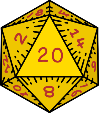 Retro Dövme Biçimi Doğal 20 D20 zar bir insan tarafından çizildi