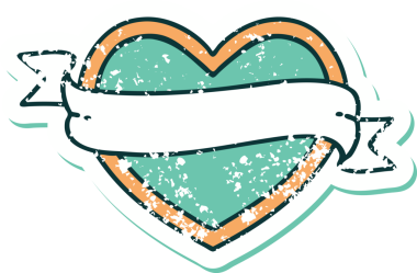 Bir insan tarafından çizilmiş kalp ve bayrağın sembolik depresif dövme şekli