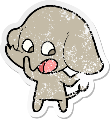 Bir insan tarafından çizilmiş şirin bir filin sıkıntılı çıkartması